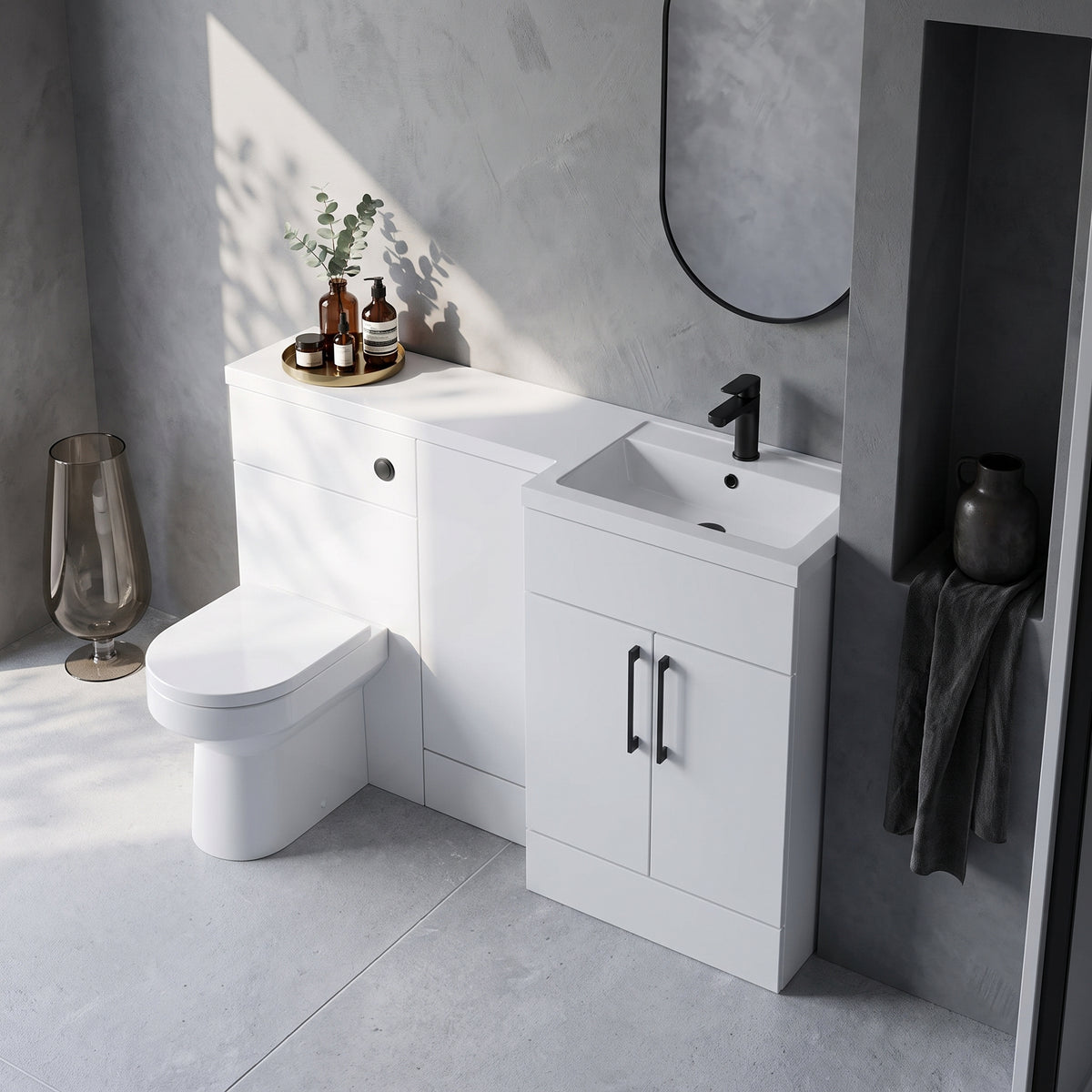 Fairford Union Gloss White 1500mm L Shape Right Hand Combination Pack