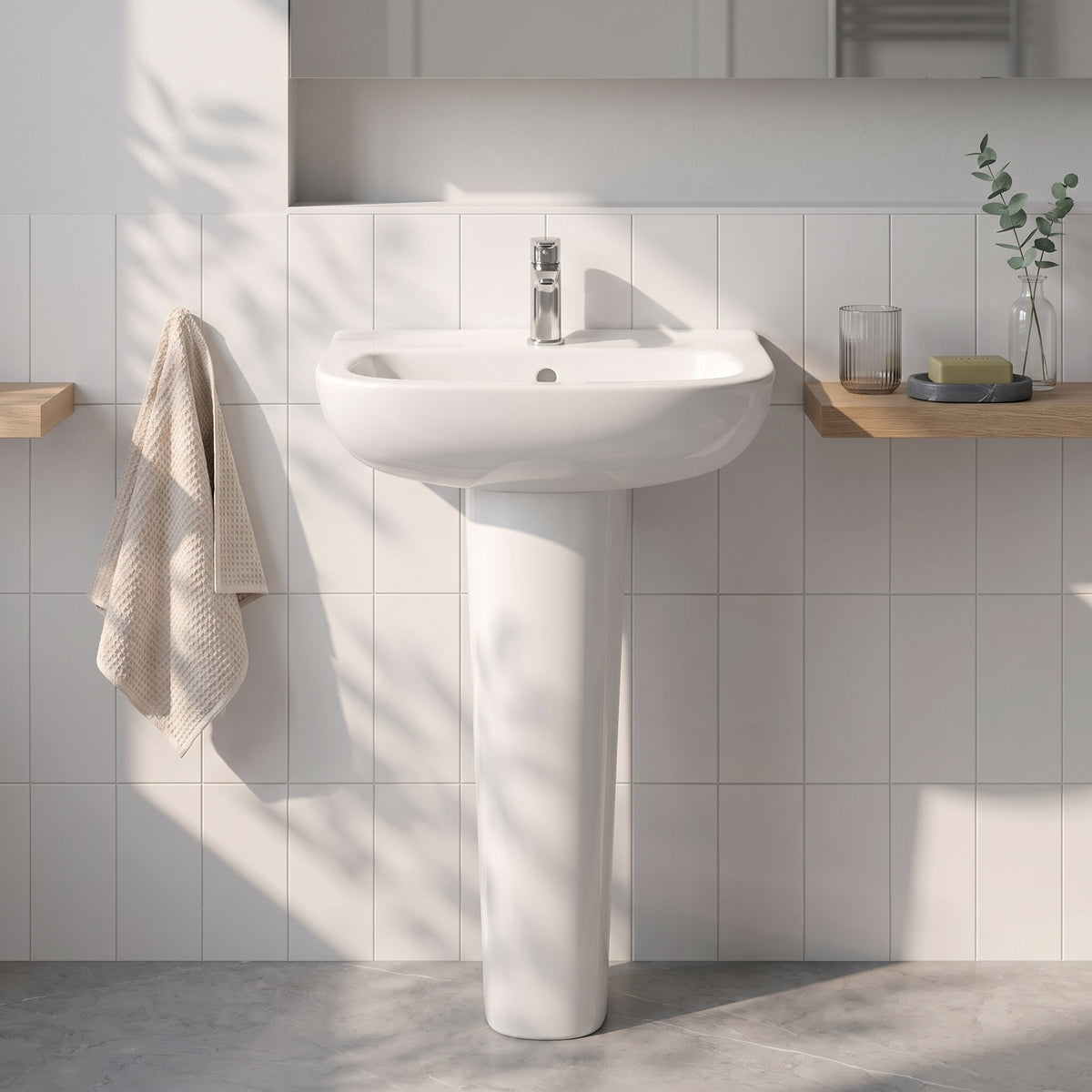 Fairford Roda 450mm 1 Tap Hole Basin with Full Pedestal