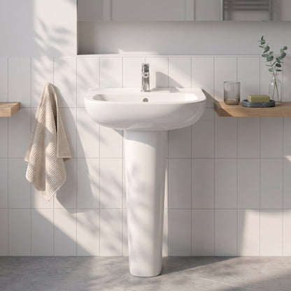 Fairford Roda 450mm 1 Tap Hole Basin with Full Pedestal