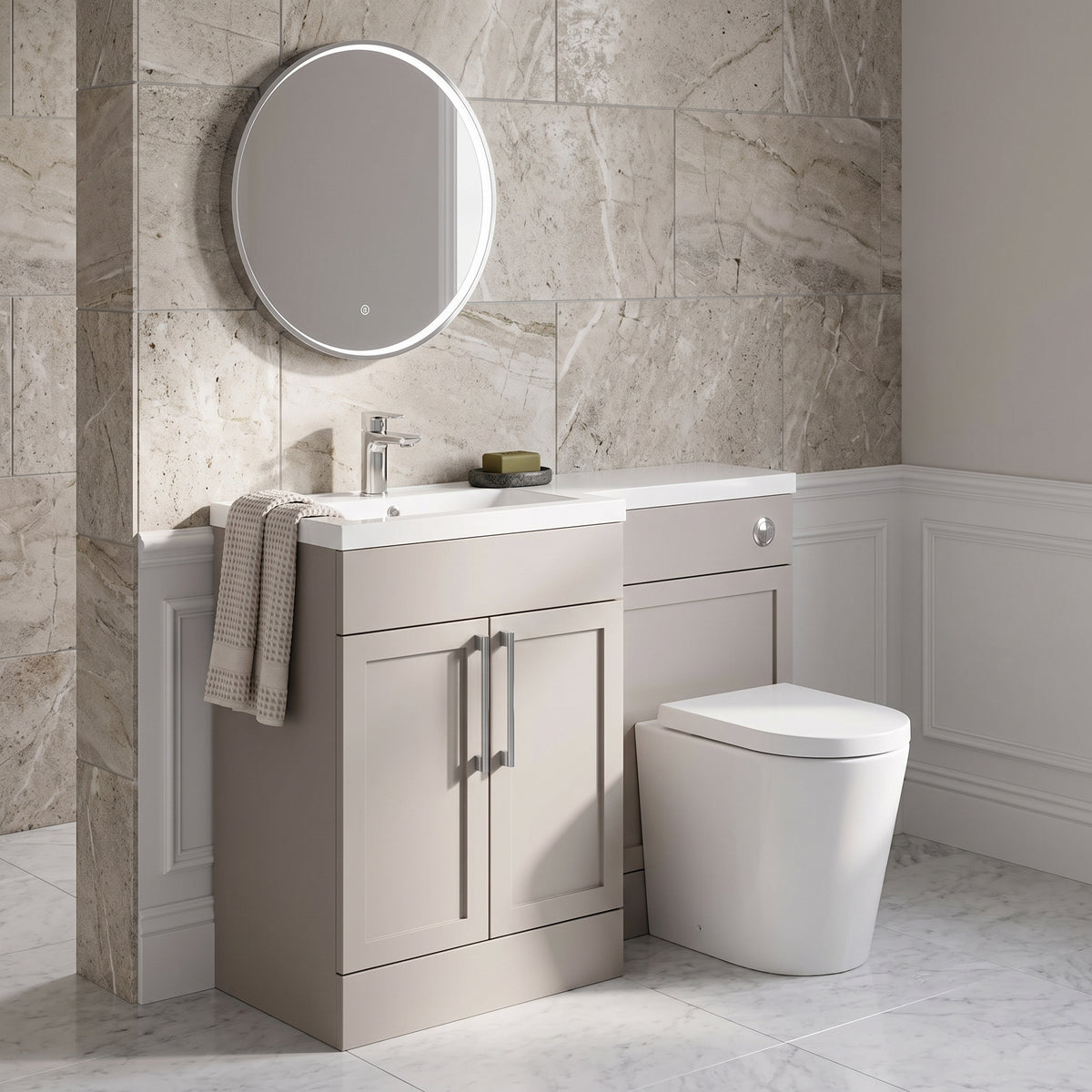 Fairford Union Style Shaker Matt Stone Grey 1100mm L Shape Left Hand Combination Pack