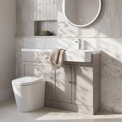 Fairford Union Style Shaker Matt Stone Grey 1100mm Round Semi Recessed Basin Right Hand Combination Pack