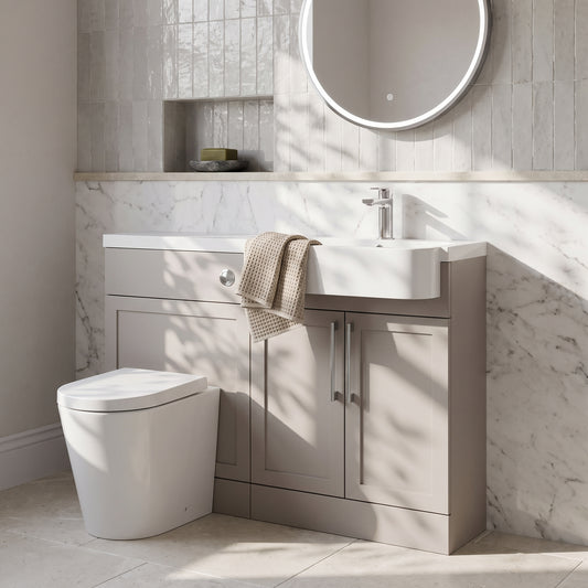 Fairford Union Style Shaker Matt Stone Grey 1100mm Round Semi Recessed Basin Right Hand Combination Pack