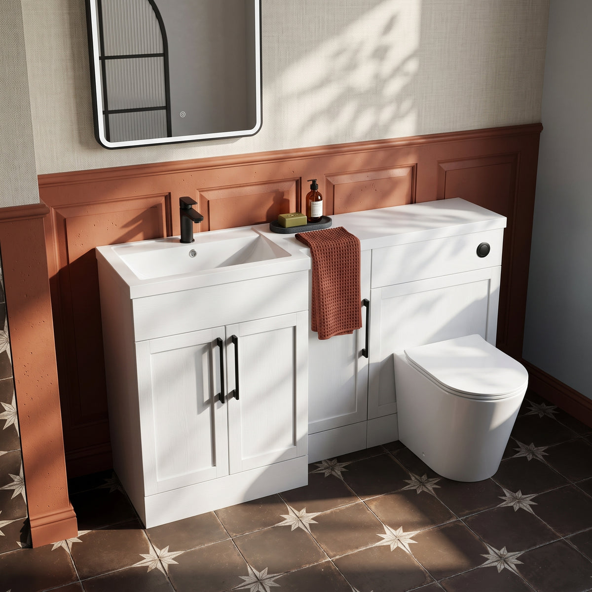 Fairford Union Style Shaker Matt White 1500mm L Shape Left Hand Combination Pack