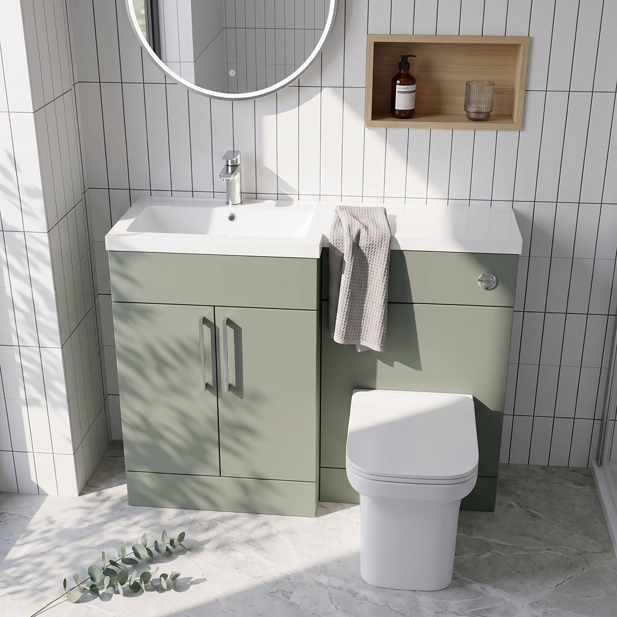 Fairford Union Style Slab Matt Lux Green 1200mm L Shape Left Hand Combination Pack