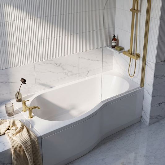 Fairford 1700 x 900mm B Shaped Left Hand Shower Bath