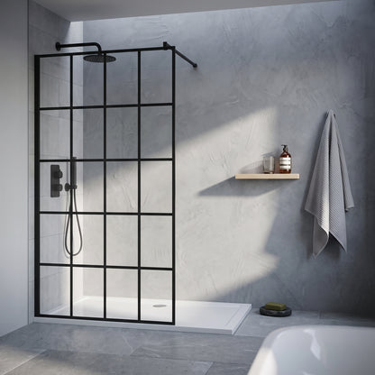 Fairford 1100mm 8mm Matt Black Crittall Wetroom Screen