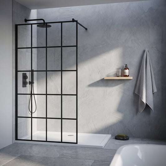 Fairford 1100mm 8mm Matt Black Crittall Wetroom Screen
