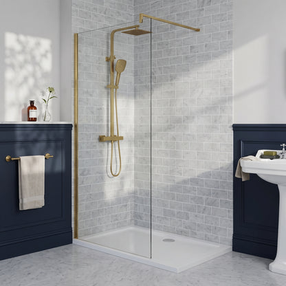 Fairford 1000mm 8mm Brushed Brass Wetroom Screen