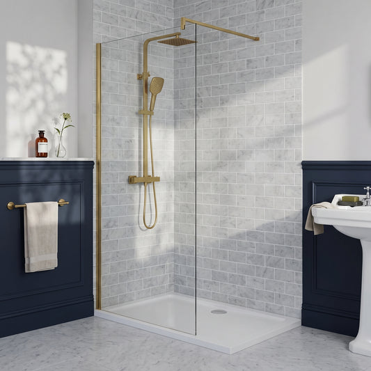 Fairford 1000mm 8mm Brushed Brass Wetroom Screen