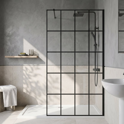 Fairford 1000mm 8mm Matt Black Crittall Wetroom Screen