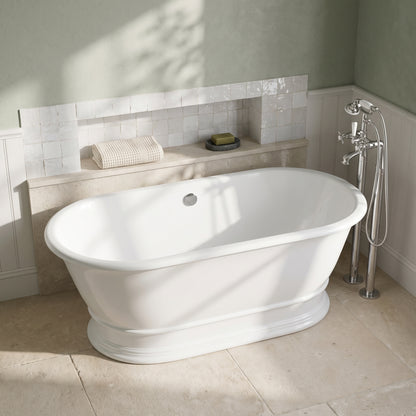 Fairford Bampton 1555 x 740 x 555mm Polished Solid Surface Freestanding Bath