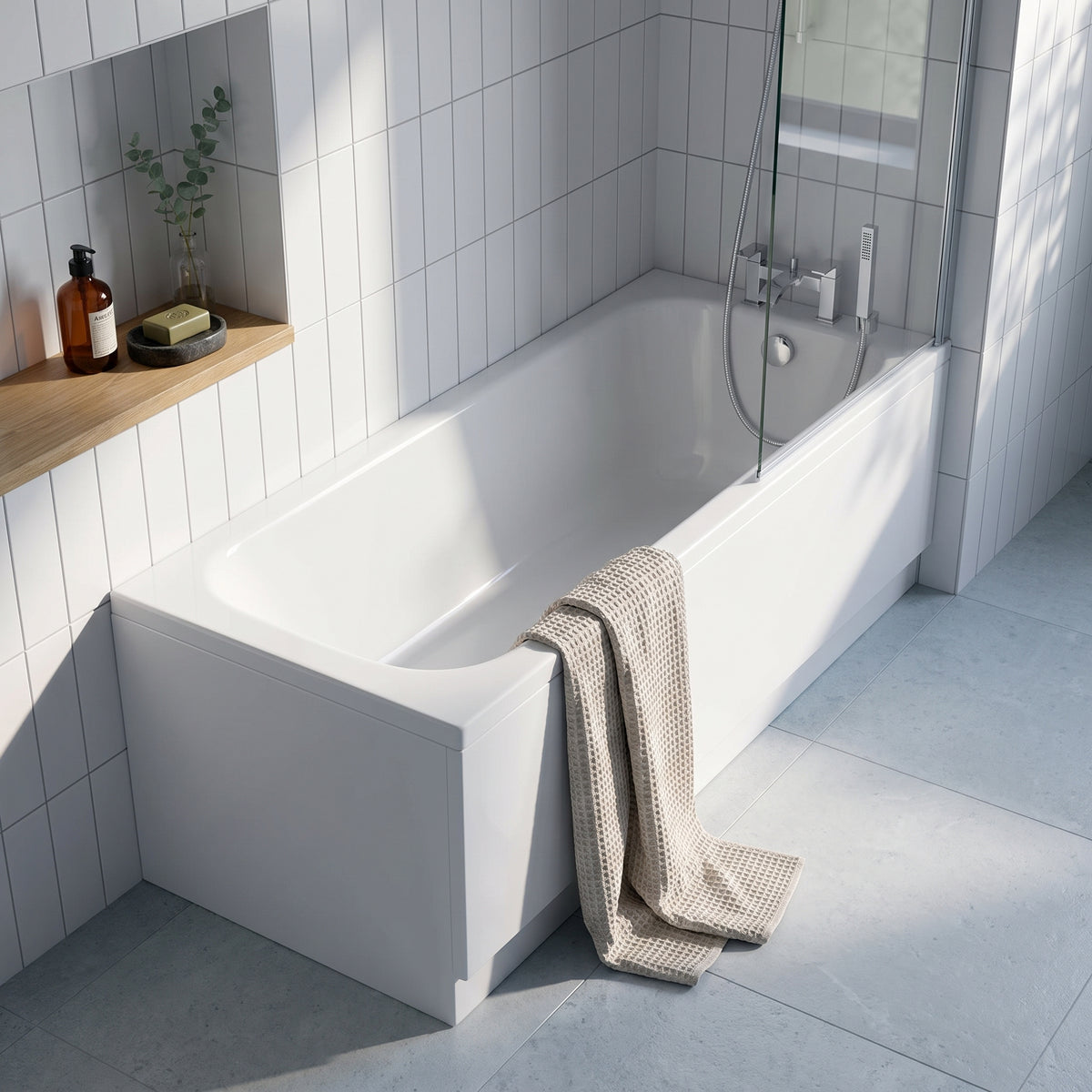 1700 x 700mm Steel Bath, 2TH