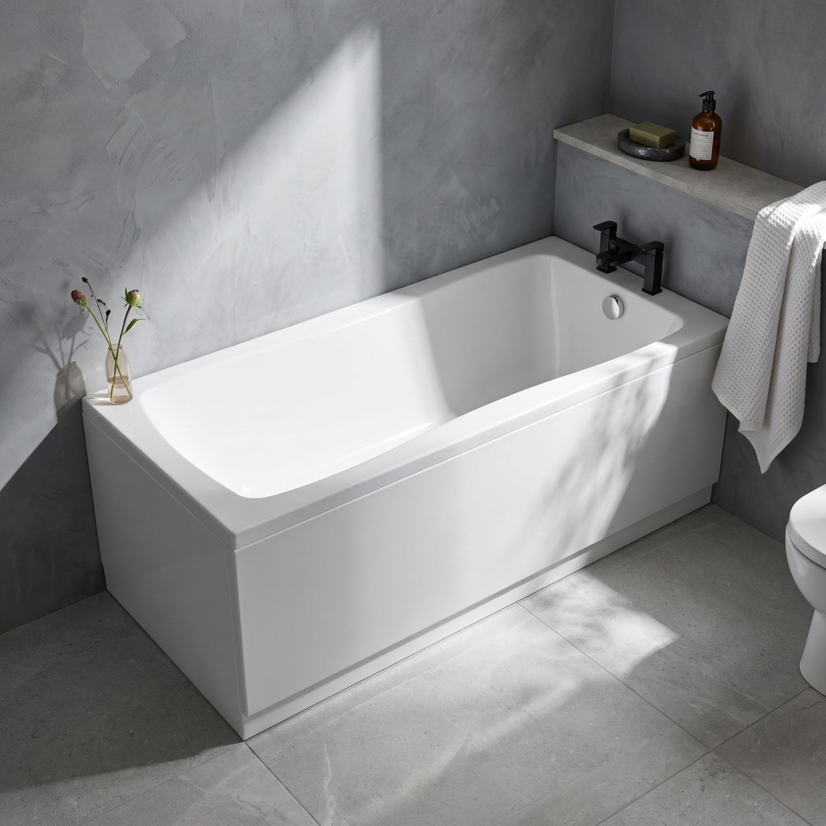 Fairford Dunsford 1500 x 700mm Sngl Ended Straight Bath, 0TH