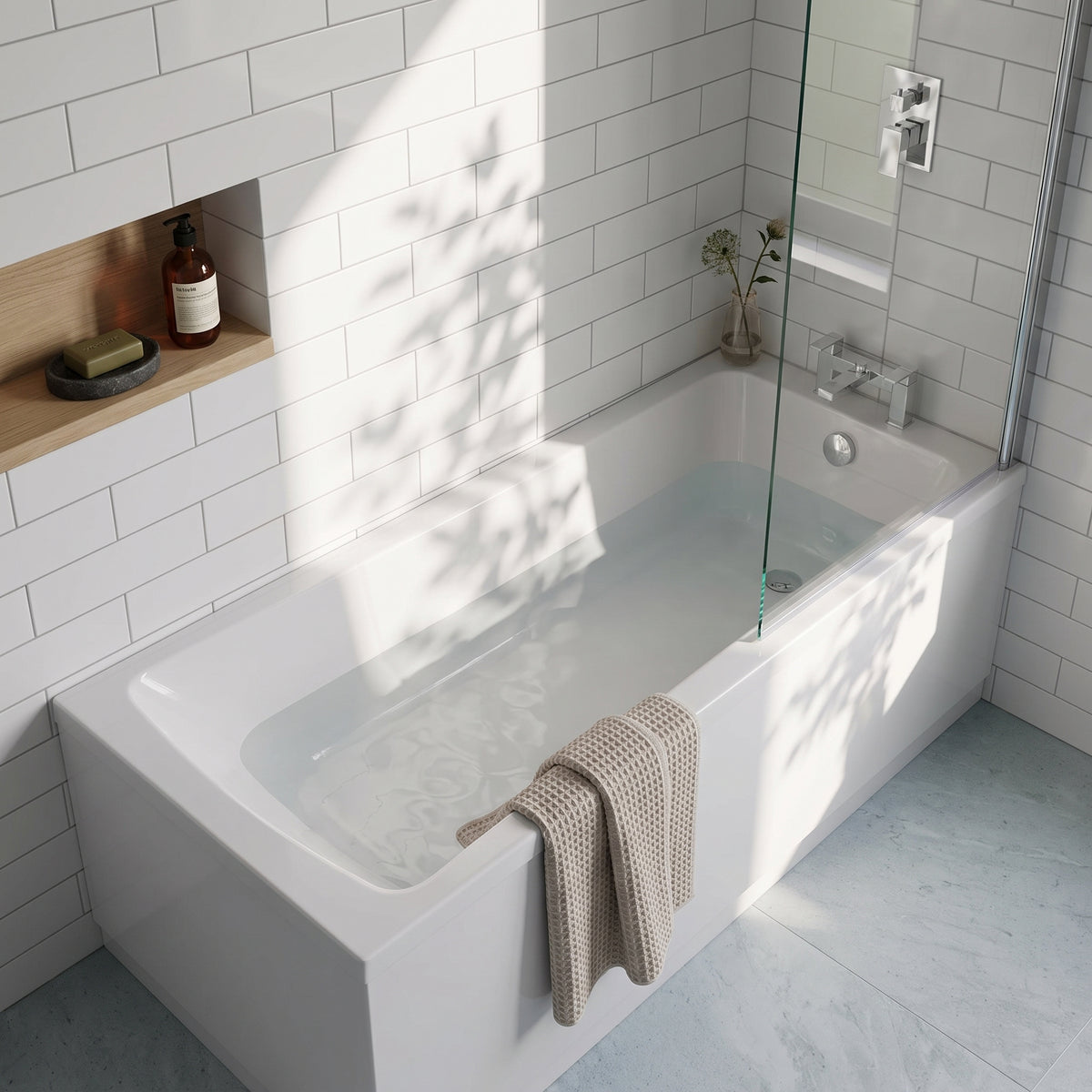 Fairford Dunsford 1600 x 700mm Sngl Ended Straight Bath, 0TH