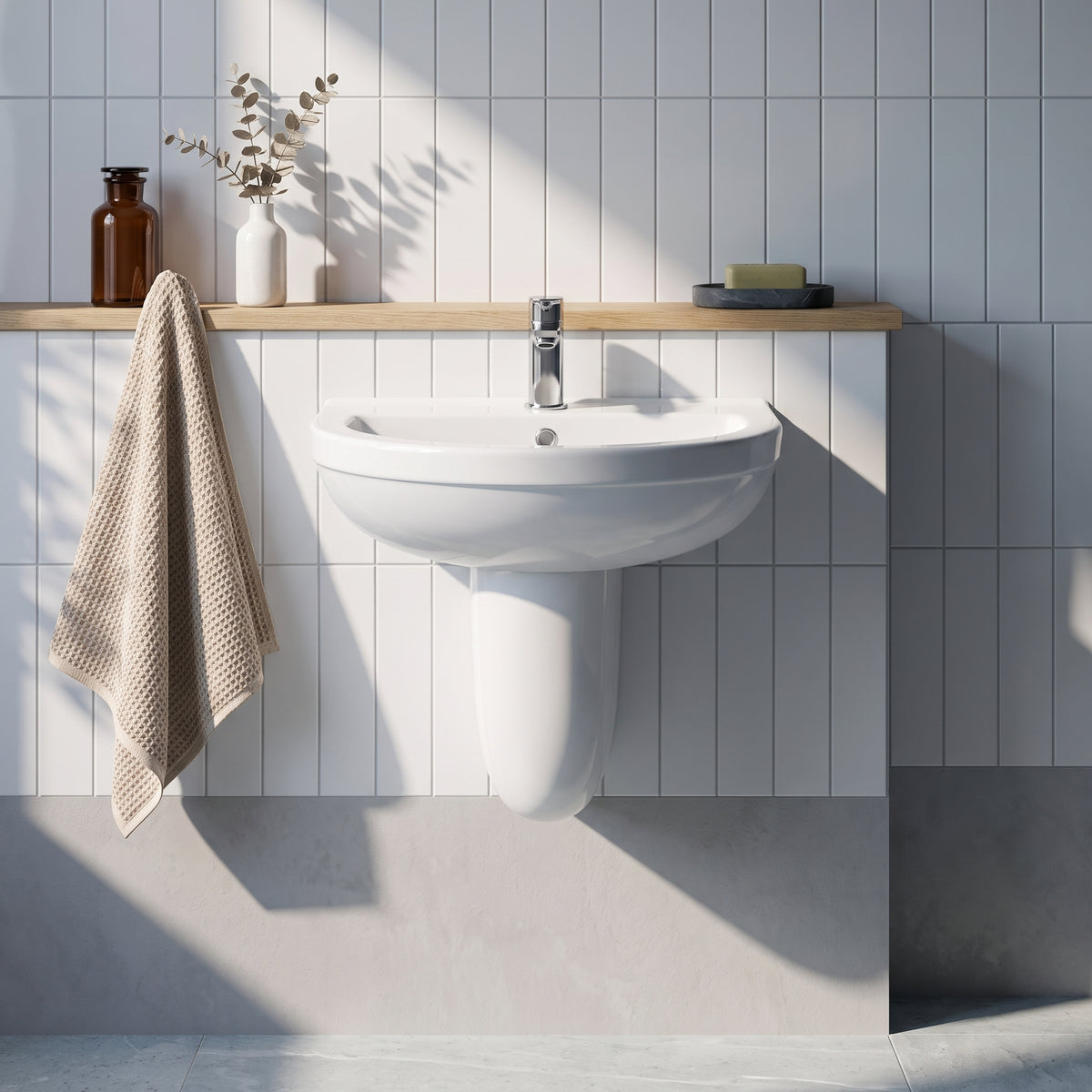 Fairford Hora 550mm 1TH Basin and Semi Pedestal