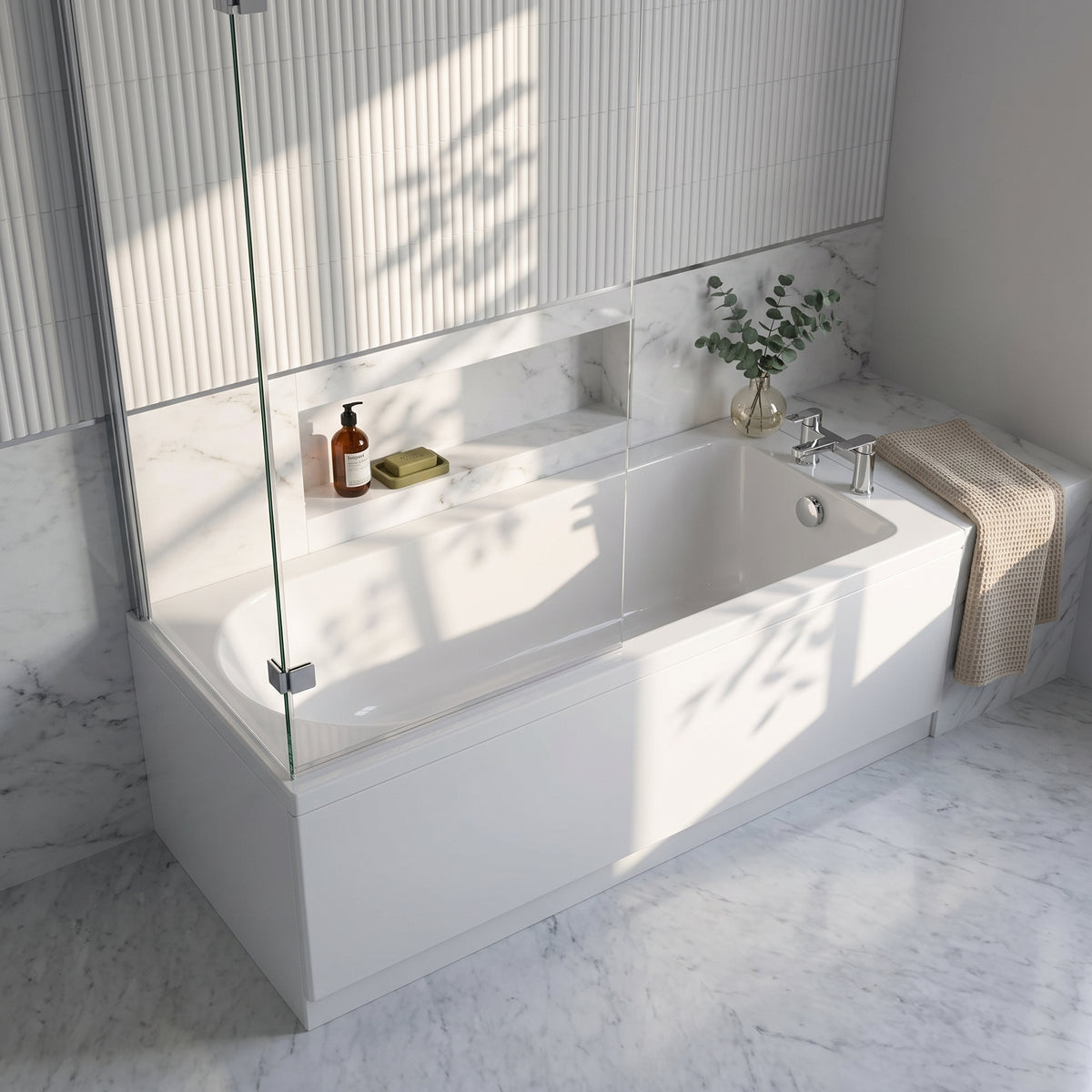 Fairford Novus 1800 x 800mm Single Ended Straight Bath, 0TH