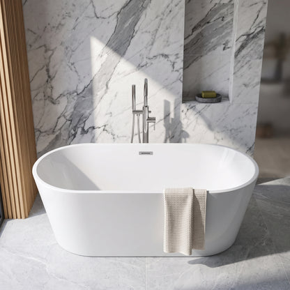 Rivato Luca 1850mm x 850mm x 630mm Gloss White Freestanding Shower Bath