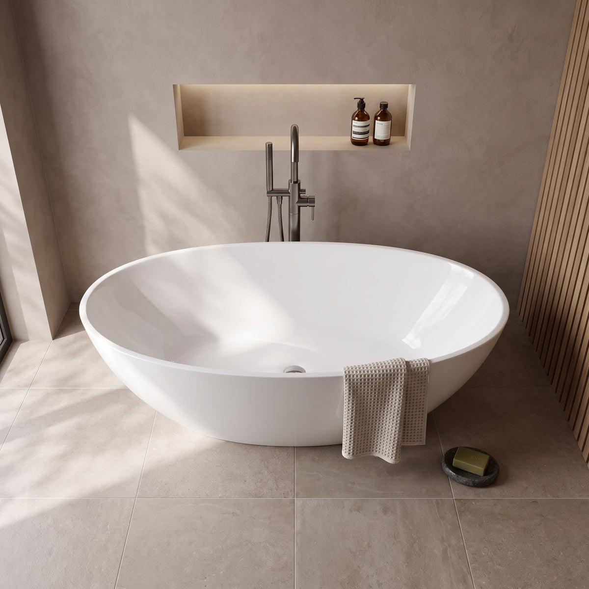 Fairford Esseta 1510 x 760 x 555mm Polished Solid Surface Freestanding Bath