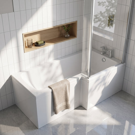 Fairford 1500 x 850mm RH L Shape Bath with Screen and Panel