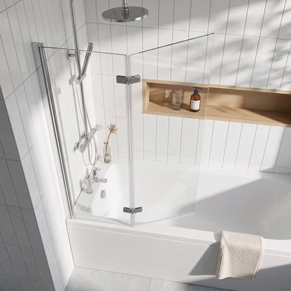 Fairford 5mm Straight Shower Bath Screen, Central Hinge