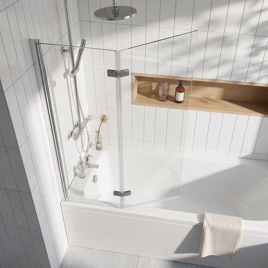 Fairford 5mm Straight Shower Bath Screen, Central Hinge