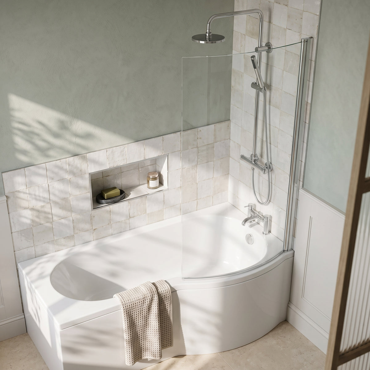 Fairford 6mm B Shaped Shower Bath Screen