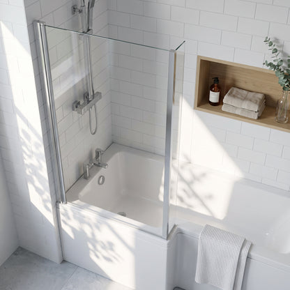 Fairford 6mm L Shaped Shower Bath Screen, Hinged
