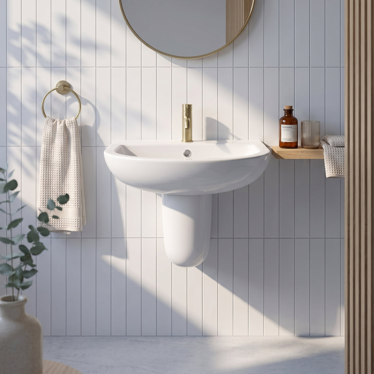 Fairford Roda 500mm 1 Tap Hole Basin with Semi Pedestal