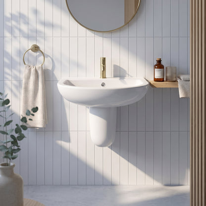 Fairford Roda 500mm 1 Tap Hole Basin with Semi Pedestal