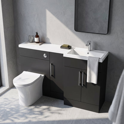 Fairford Union Style Slab Matt Soft Black 1500mm L Shape Right Hand Combination Pack