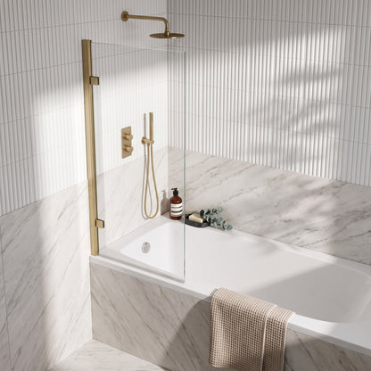 Fairford 8mm Brushed Brass Straight Bath Screen
