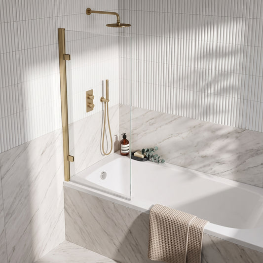Fairford 8mm Brushed Brass Straight Bath Screen
