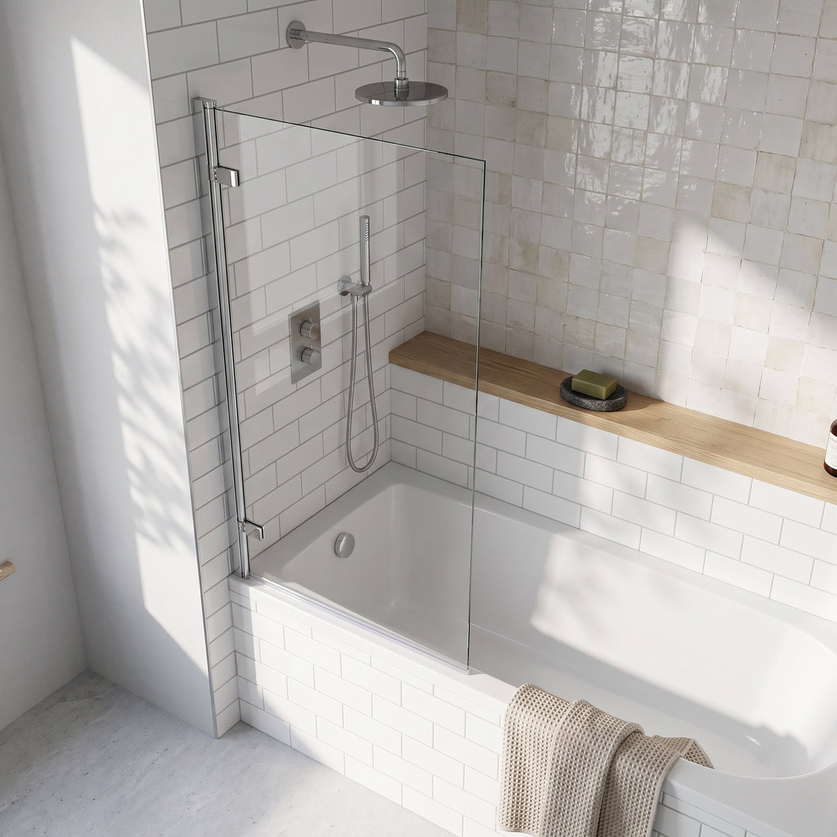 Fairford 8mm Straight Shower Bath Screen 830 x 1520 Square