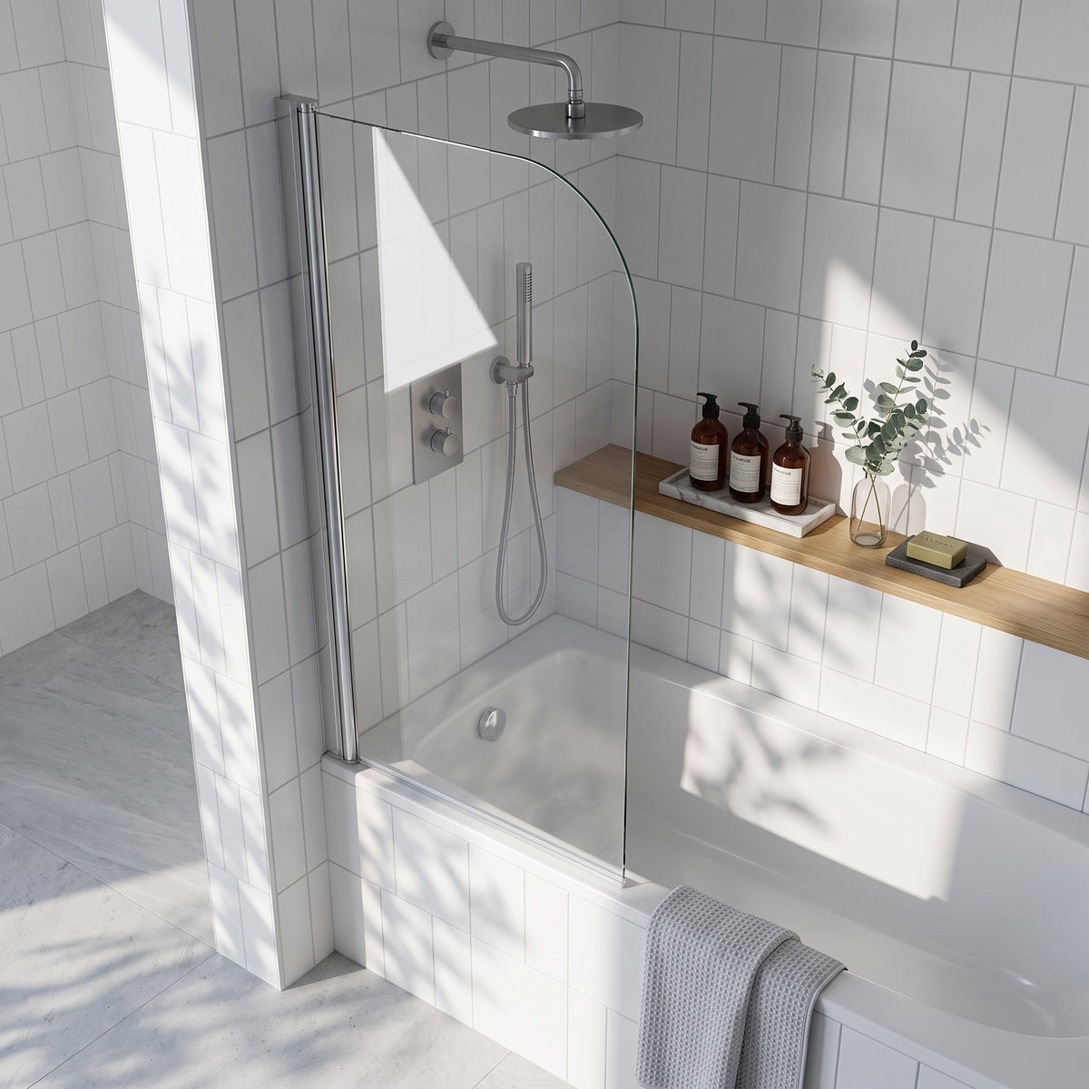 Fairford Chrome 300mm Fixed Bath Screen