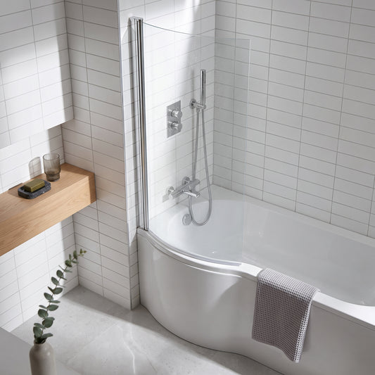 Fairford Chrome P Shaped Bath Screen