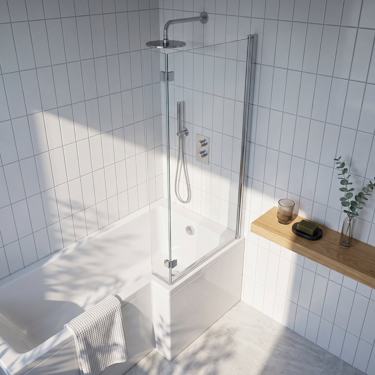 Fairford Chrome L Shape Bath Screen
