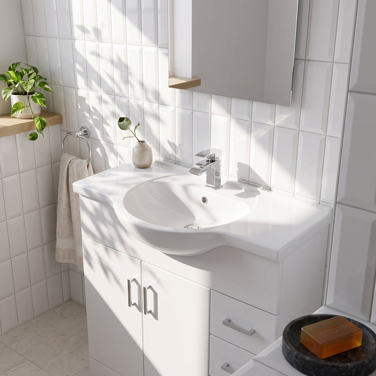Fairford Opto 1050mm Gloss White Vanity Unit