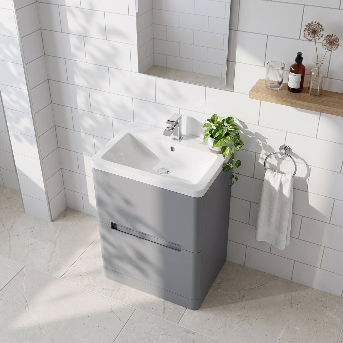 Fairford Rox 600mm Satin Grey Floorstanding Vanity Unit