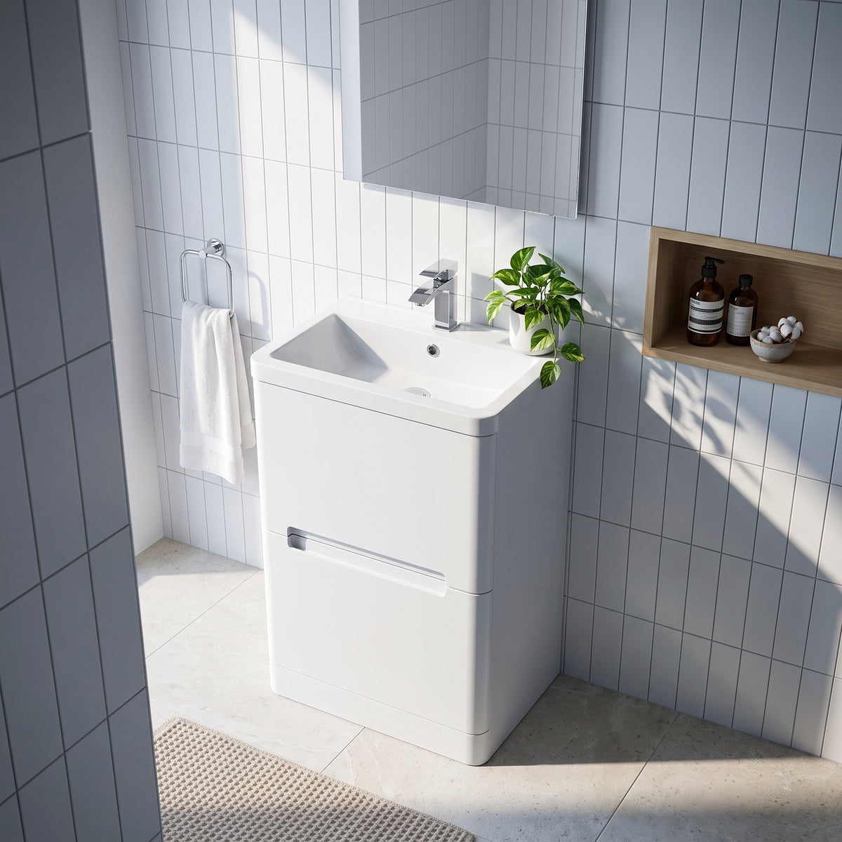 Fairford Rox 600mm Satin White Floorstanding Vanity Unit