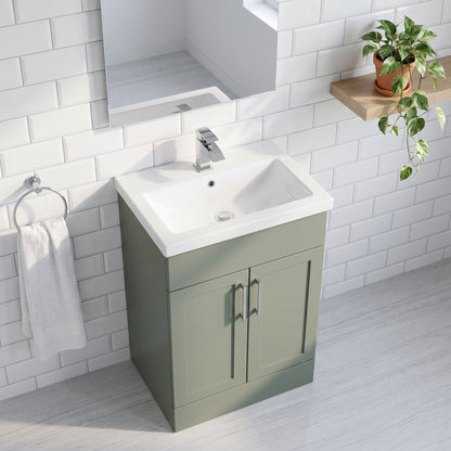 Fairford Union Style Shaker Matt Lux Green 500mm Full Depth Vanity Unit