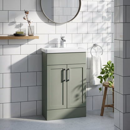 Fairford Union Style Shaker Matt Lux Green 500mm Slimline Vanity Unit
