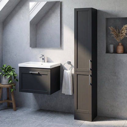 Fairford Union Style Shaker Matt Soft Black 300mm Full Depth Tall Unit