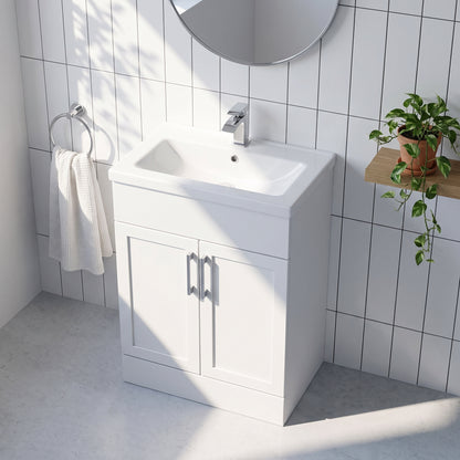Fairford Union Style Shaker Matt White 600mm Full Depth Vanity Unit
