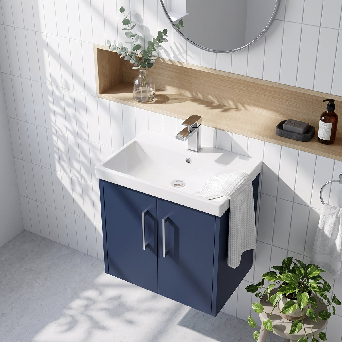 Fairford Anika 500mm Matt Blue 2 Door Wall Hung Vanity Unit