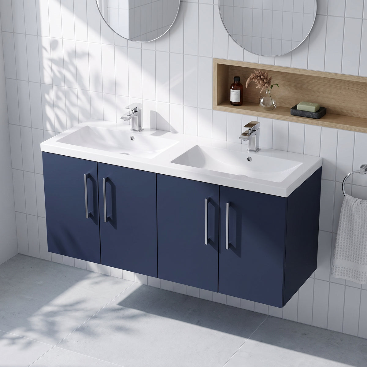 Fairford Aspri Midnight Blue 1200mm 4 Door Wall Hung Vanity Unit