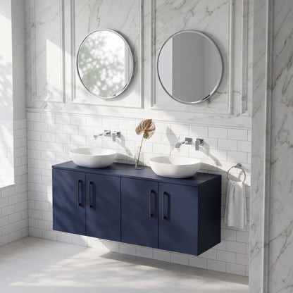 Fairford Aspri Midnight Blue 1200mm 4 Door Wall Hung Vanity Unit with Worktop