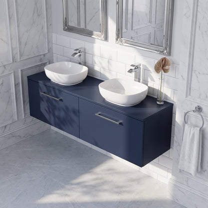 Fairford Aspri Midnight Blue 1200mm 2 Drawer Wall Hung Vanity Unit with Worktop