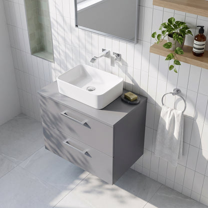 Fairford Aspri Satin Grey 600mm 2 Drawer Wall Hung Vanity Unit with Worktop