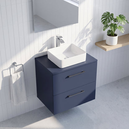 Fairford Aspri Midnight Blue 600mm 2 Drawer Wall Hung Vanity Unit with Worktop