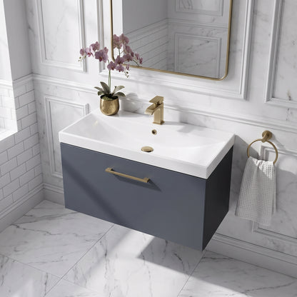 Fairford Aspri Soft Black 800mm 1 Drawer Wall Hung Vanity Unit